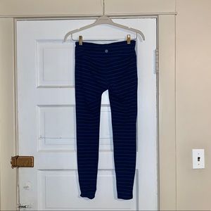 Athleta Striped Leggings Navy/Blue Size Small